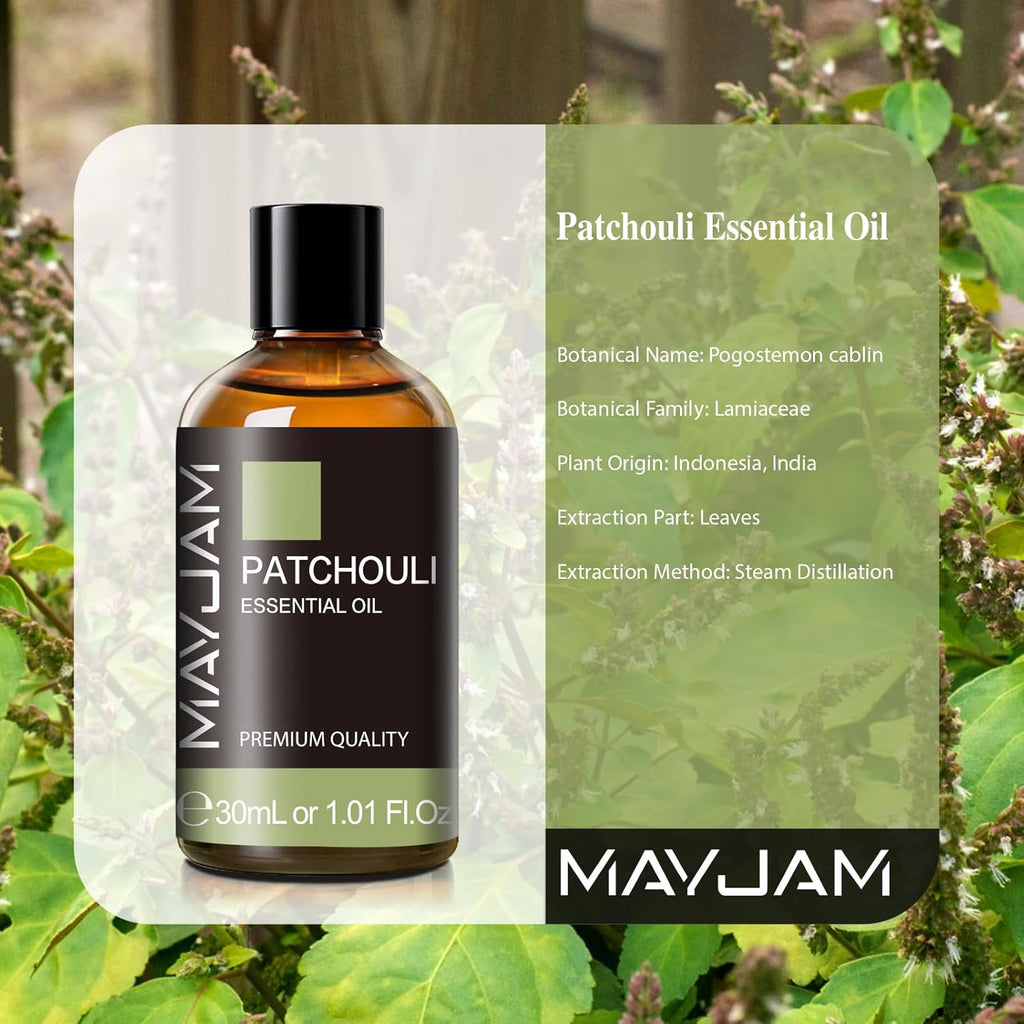 Patchouli Essential Oil 30ML - Premium Diffuser Oil | with Glass Dropper, Long Lasting Aroma, for Diffuser, Aromatherapy, Massage, Candle and Soap Making, Bedroom, Office