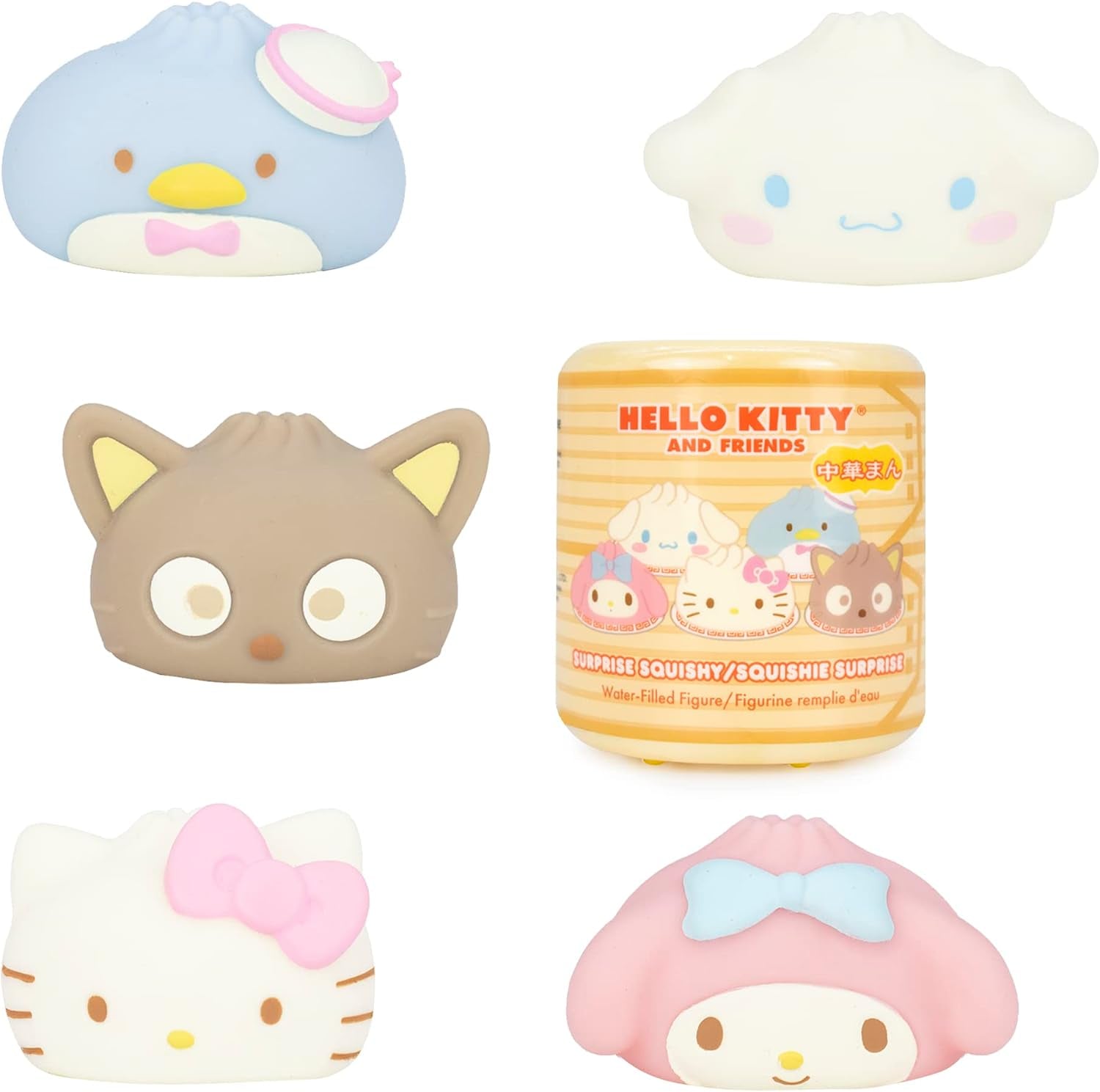 Squishu Capsule Hello Kitty & Friends Series 3: Steamed Bun - 1 Pc. | Cute Water-Filled Squishy Toy, Mystery Blind Capsule, Birthday Gift, Party Favor, Gift Basket Filler, Stress Relief