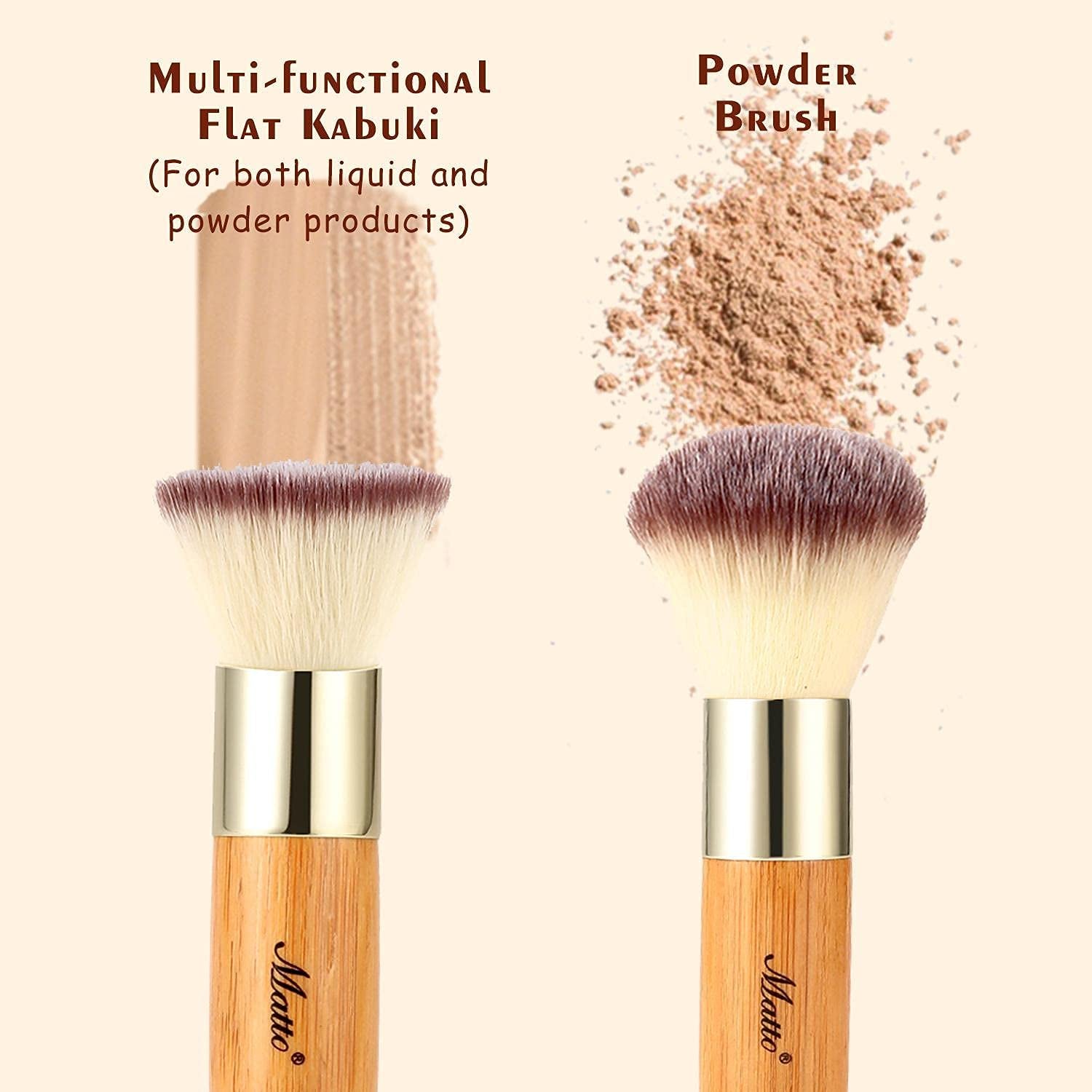 Makeup Brush Set 2 Pieces Face Blush Kabuki Powder Foundation Makeup Brushes for Mineral BB Cream