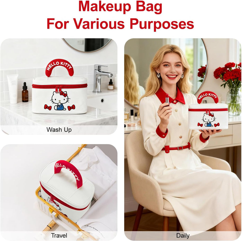 Large Travel Makeup Bag Waterproof Cosmetic Bags,Portable Toiletry Organizer with Handle for Girl,Cute Home Storage for Women