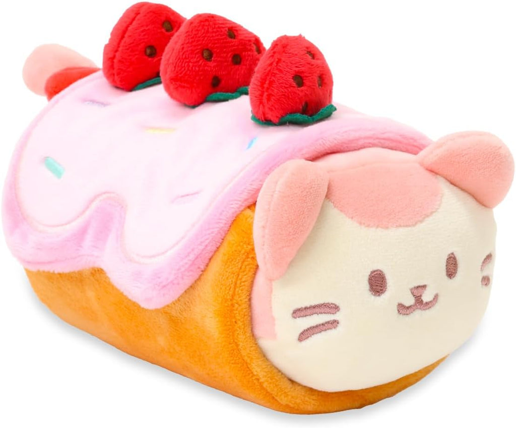 Roll Cake Kittiroll Plush Pillow, Kawaii Kitty Cat, 6" | Soft Plush Toy in Removable Burrito Outfit; Bedroom Decor and Birthday Gift for Kids and Women.