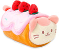 Roll Cake Kittiroll Plush Pillow, Kawaii Kitty Cat, 6" | Soft Plush Toy in Removable Burrito Outfit; Bedroom Decor and Birthday Gift for Kids and Women.