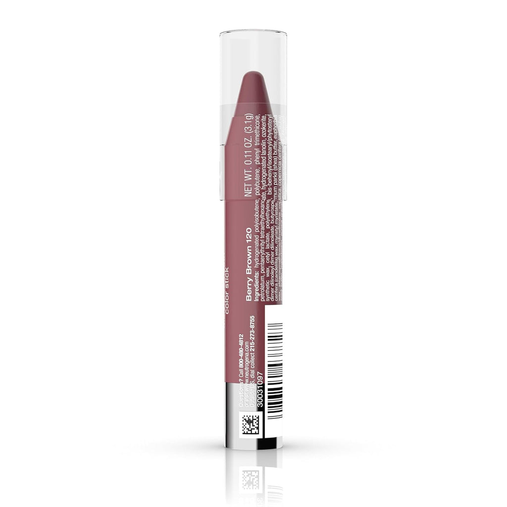 Neutrogena Moisture Smooth Color Stick for Lips, Moisturizing and Conditioning Lipstick with a Balm-Like Formula, Nourishing Shea Butter and Fruit Extracts, 120 Berry Brown.011 Oz (Pack of 1)