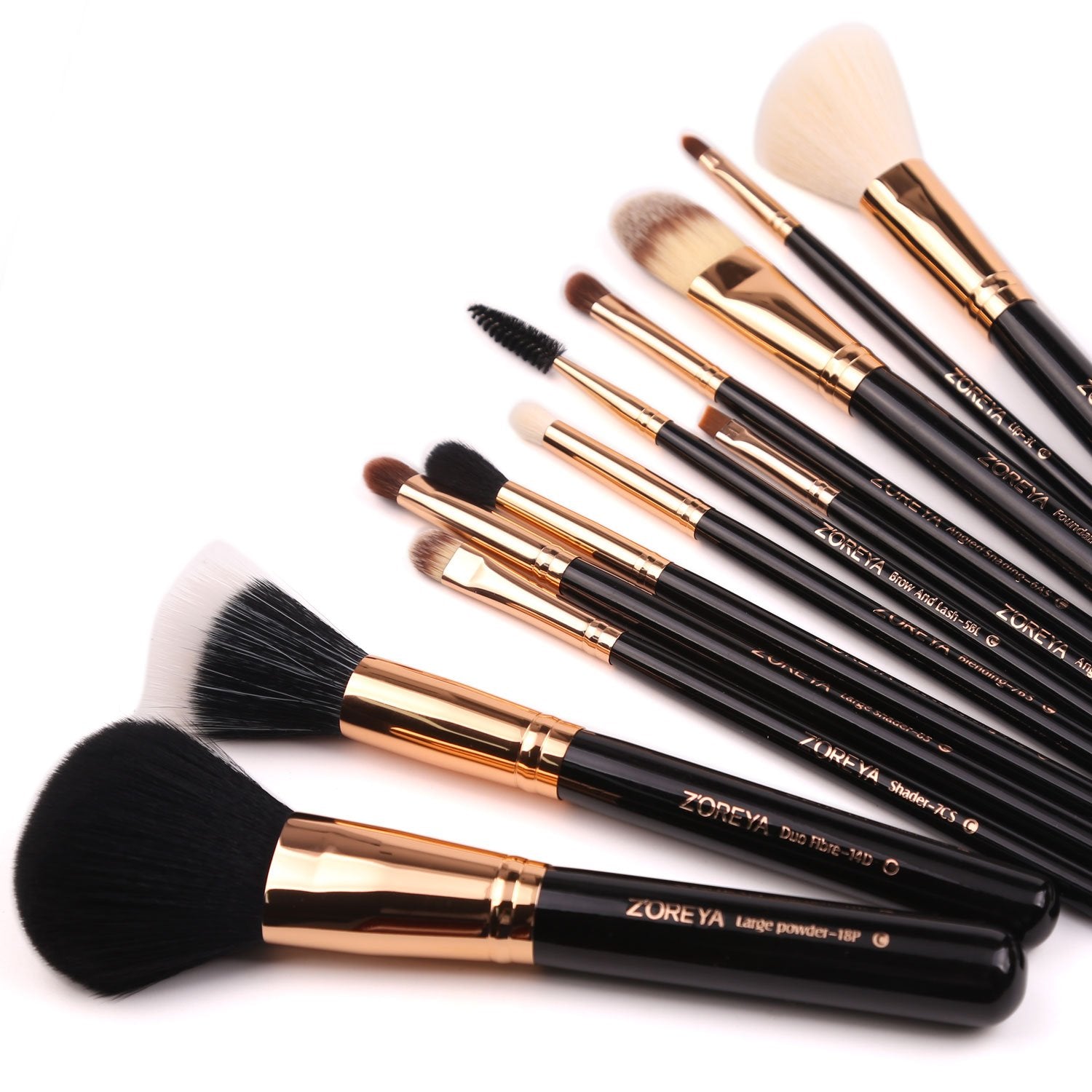 Premium 12-Piece Travel Makeup Brush Set with Essential Cosmetic Tools and Black Holder - Synthetic Hair Foundation, Powder, and Eye Brushes