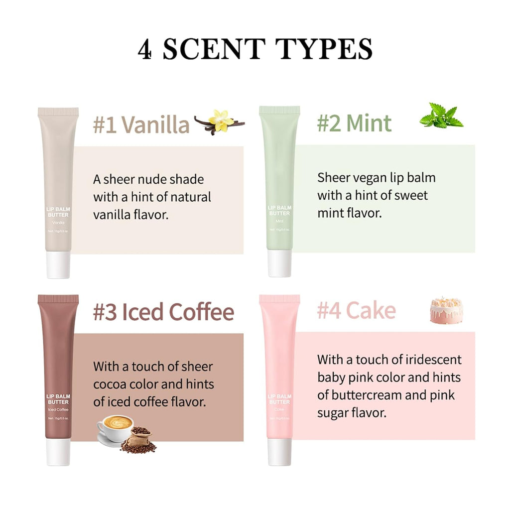 4Colors Glossy Lip Butter Balm, Peptide Lip Tint Lip Stain,Instant Moisture