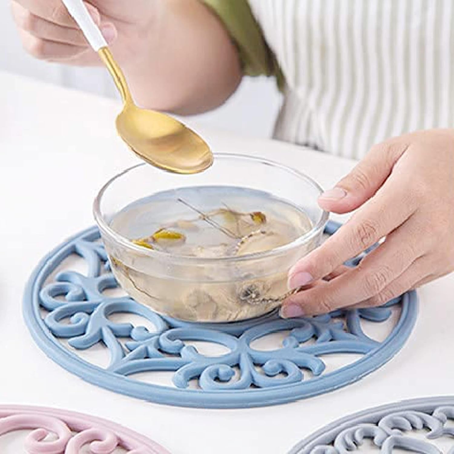 4 PCS Coaster Resin Moulds, Large Hollow Flower Silicone Coaster Moulds for Resin 3D Mandala Jewelry Casting Moulds for Cups Coaster Home Decoration Coaster Mould Set