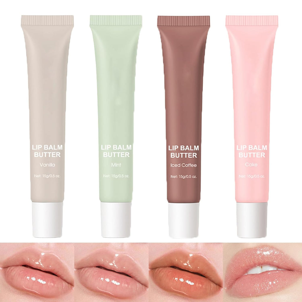4Colors Glossy Lip Butter Balm, Peptide Lip Tint Lip Stain,Instant Moisture