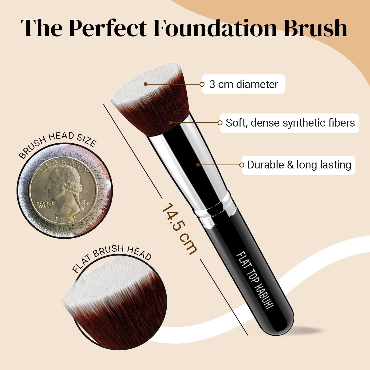 Flat Top Kabuki Brush by  - Premium Foundation Brush