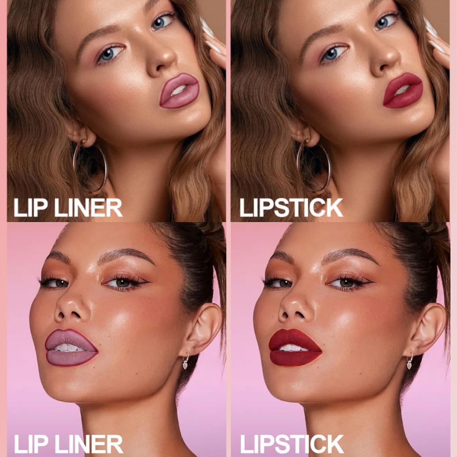 2-In-1 Lipstick Lip Liner Set,Long Lasting Waterproof Matte Lipstick & Lip Liner Kit,High Pigm/Ented Red Lipstick,Non-Stick Cup Lip Gloss Set,Lip Liner and Lipstick Set for Daily & Holiday,03#