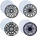 4 PCS Coaster Resin Moulds, Large Hollow Flower Silicone Coaster Moulds for Resin 3D Mandala Jewelry Casting Moulds for Cups Coaster Home Decoration Coaster Mould Set