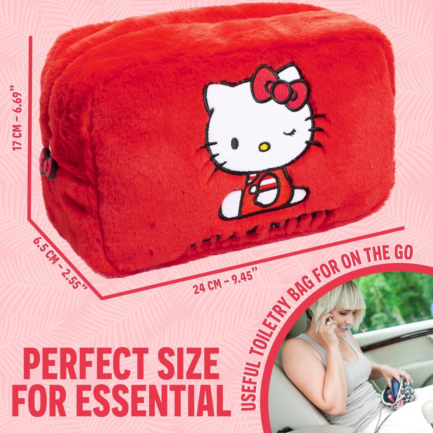 Cute Makeup Bag Fluffy Kawaii Travel Bag, Zipped Cosmetic Bag Toiletry Bag for Women Teens Girls, Gift for Her