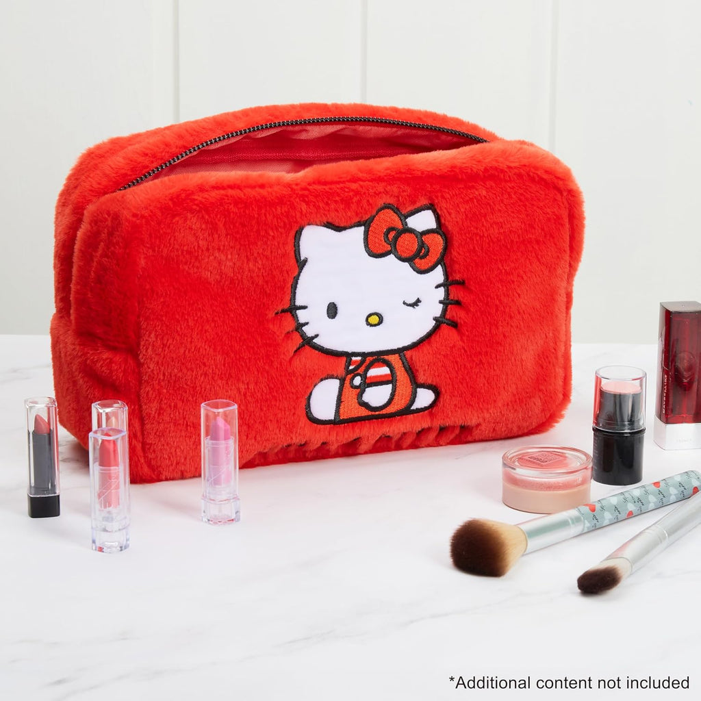 Cute Makeup Bag Fluffy Kawaii Travel Bag, Zipped Cosmetic Bag Toiletry Bag for Women Teens Girls, Gift for Her