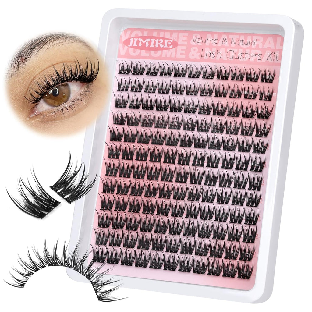 Natural Lash Clusters Wispy Cluster Eyelash Extensions 9-12MM Volume Individual Lashes 132Pcs CC Curl Classic Eyelash Clusters Soft Lash Extensions Easy to Apply for Beginners by