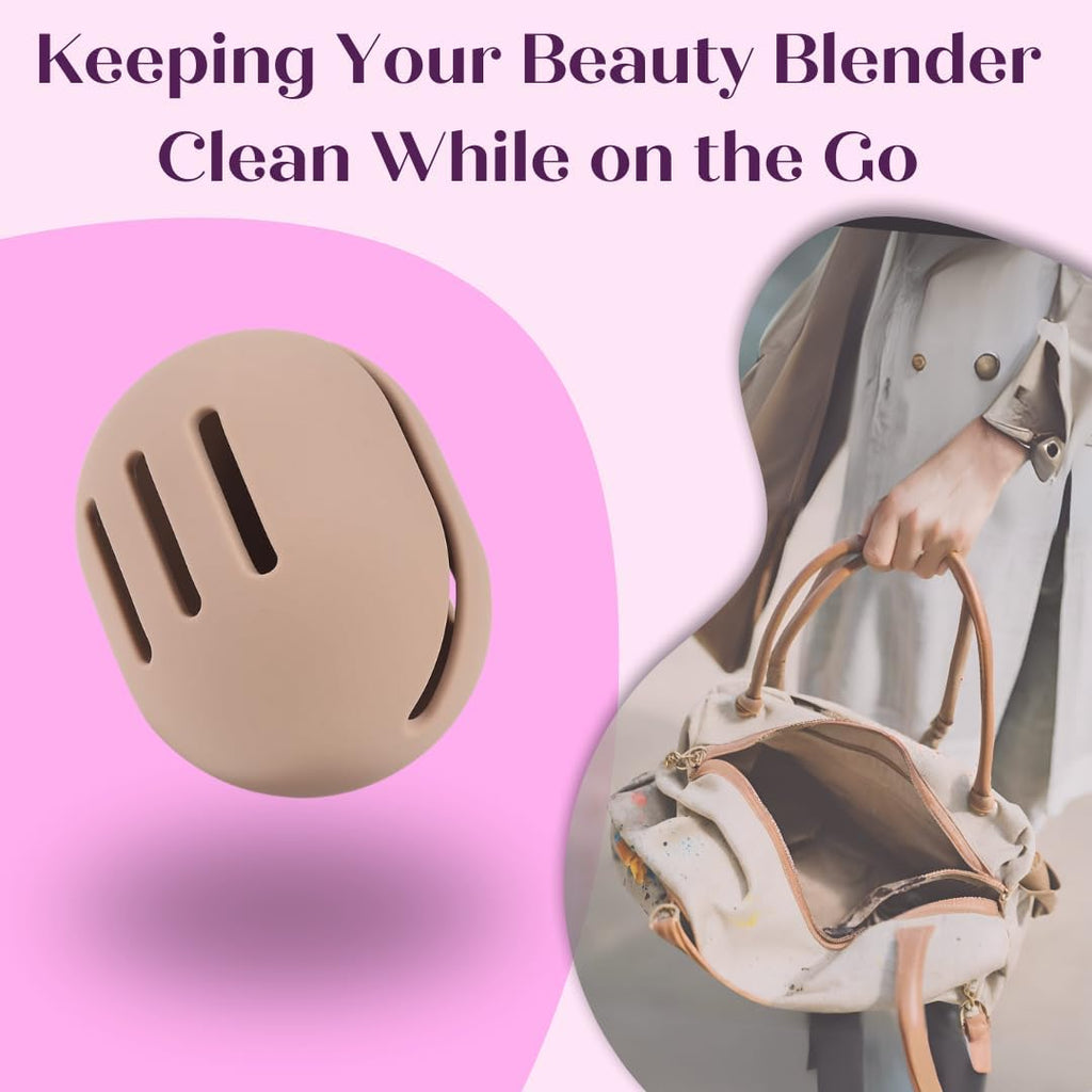 Silicone Makeup Brush Holder, Soft Silicone Makeup Organize Portable Make up Bag Anti-Fall Out Cosmetic Pouch, Makeup Sponge Holder