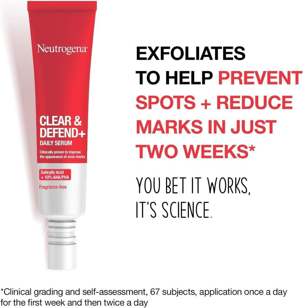 Clear & Defend+ Skincare Set with Facial Wash (1X 200Ml) and Face Serum (1X 30Ml), Clearing 2-Step Skincare Set with Salicylic Acid, AHA/PHA for Spot-Prone Skin to Help Fight Breakouts