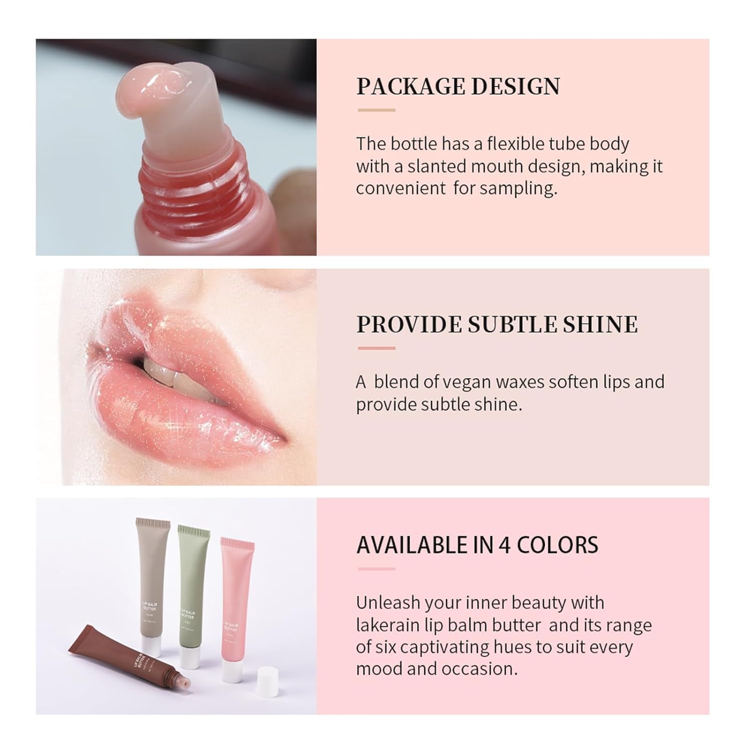 4Colors Glossy Lip Butter Balm, Peptide Lip Tint Lip Stain,Instant Moisture