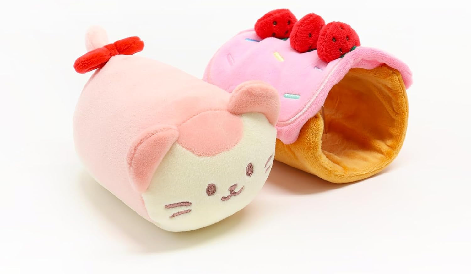 Roll Cake Kittiroll Plush Pillow, Kawaii Kitty Cat, 6" | Soft Plush Toy in Removable Burrito Outfit; Bedroom Decor and Birthday Gift for Kids and Women.