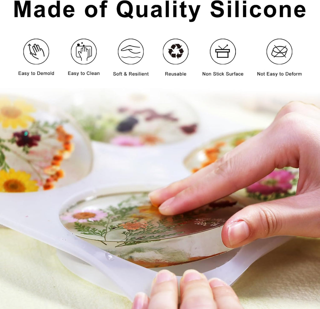 Deep round Resin Coaster Molds, 6 Cavity Thicken round Silicone Coaster Molds for Epoxy Resin, DIY Crafts, Bouquet Preservation,Home Decoration