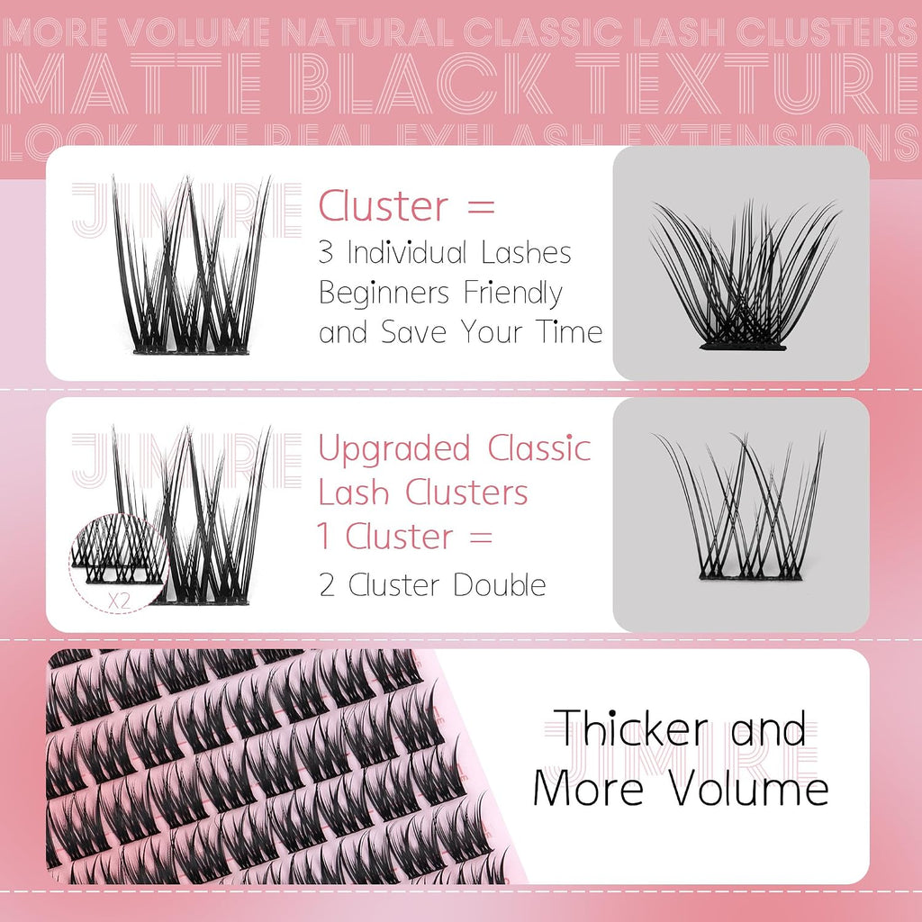 Natural Lash Clusters Wispy Cluster Eyelash Extensions 9-12MM Volume Individual Lashes 132Pcs CC Curl Classic Eyelash Clusters Soft Lash Extensions Easy to Apply for Beginners by