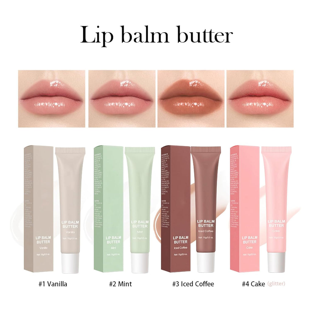 4Colors Glossy Lip Butter Balm, Peptide Lip Tint Lip Stain,Instant Moisture