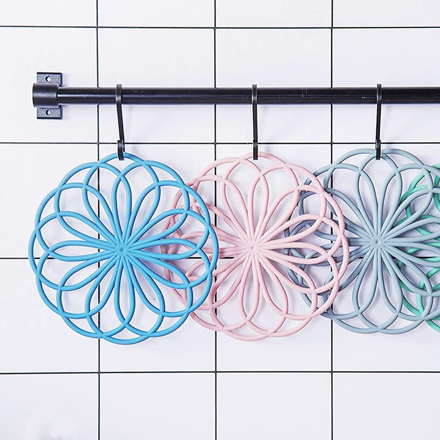 4 PCS Coaster Resin Moulds, Large Hollow Flower Silicone Coaster Moulds for Resin 3D Mandala Jewelry Casting Moulds for Cups Coaster Home Decoration Coaster Mould Set