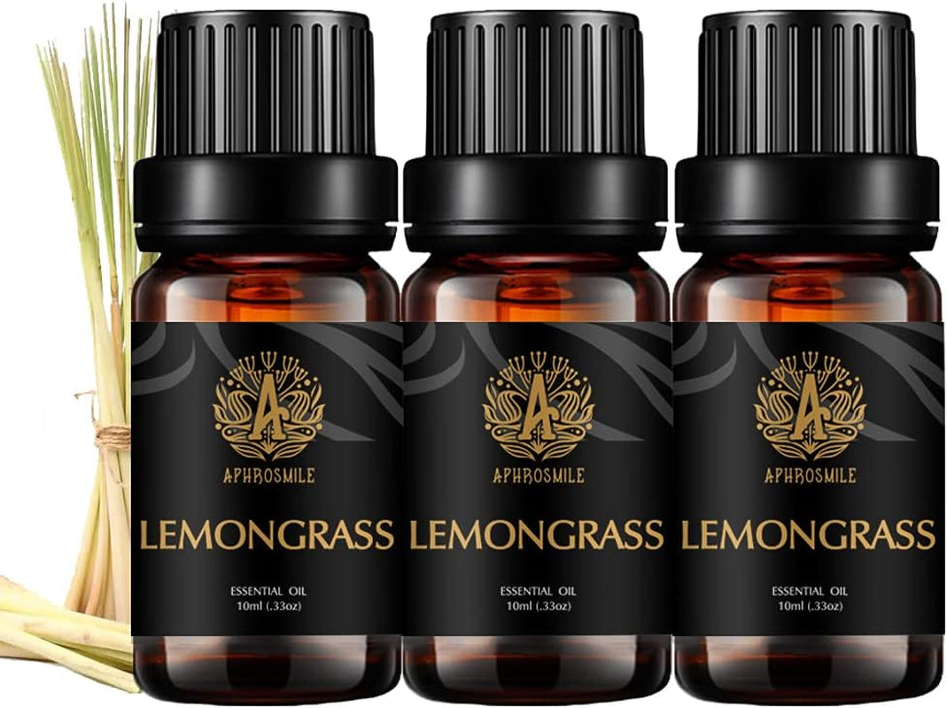 Aromatherapy Essential Oils Set, & Lemongrass Essential Oils Scent Kit for Diffuser, Humidifier, Massage, 3 * 10Ml Lemongrass Aromatherapy Essential Oils Fragrance Oils Sets