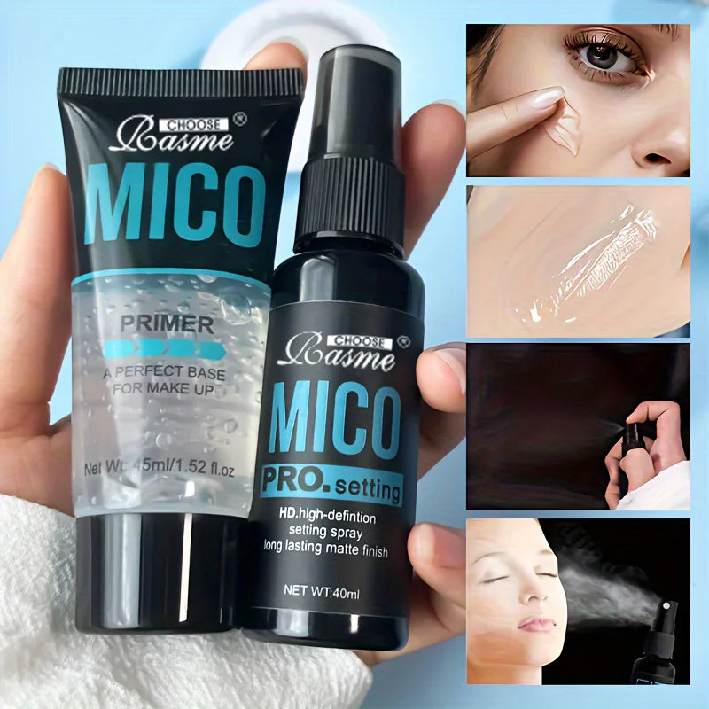 Makeup Set of Makeup Primer + Setting Spray, Invisible Pore Color Rendering Hold Makeup, for Base Makeup and Makeup Finishing