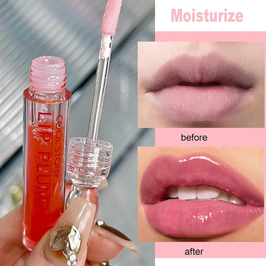 Moisturizing Lip Oil Hydrating Lip Glow Oil,No-Sticky Lip Gloss Lip Balm Lip Care Oil Tinted Clear Lip Plumper, Pink Lip Glaze Glossy Lip Make up for Dry Lip