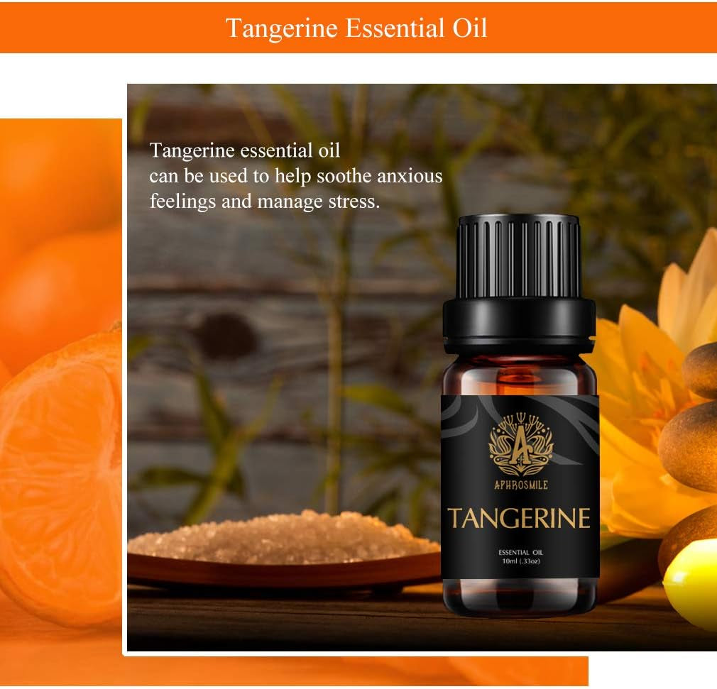 Tangerine Aromatherapy Essential Oil, 100% Pure Tangerine Scent Essential Oil for Diffusers, Humidifier, Therapeutic Grade Aromatherapy Tangerine Scent Essential Oil Fragrance for Massage 0.33Oz-10Ml