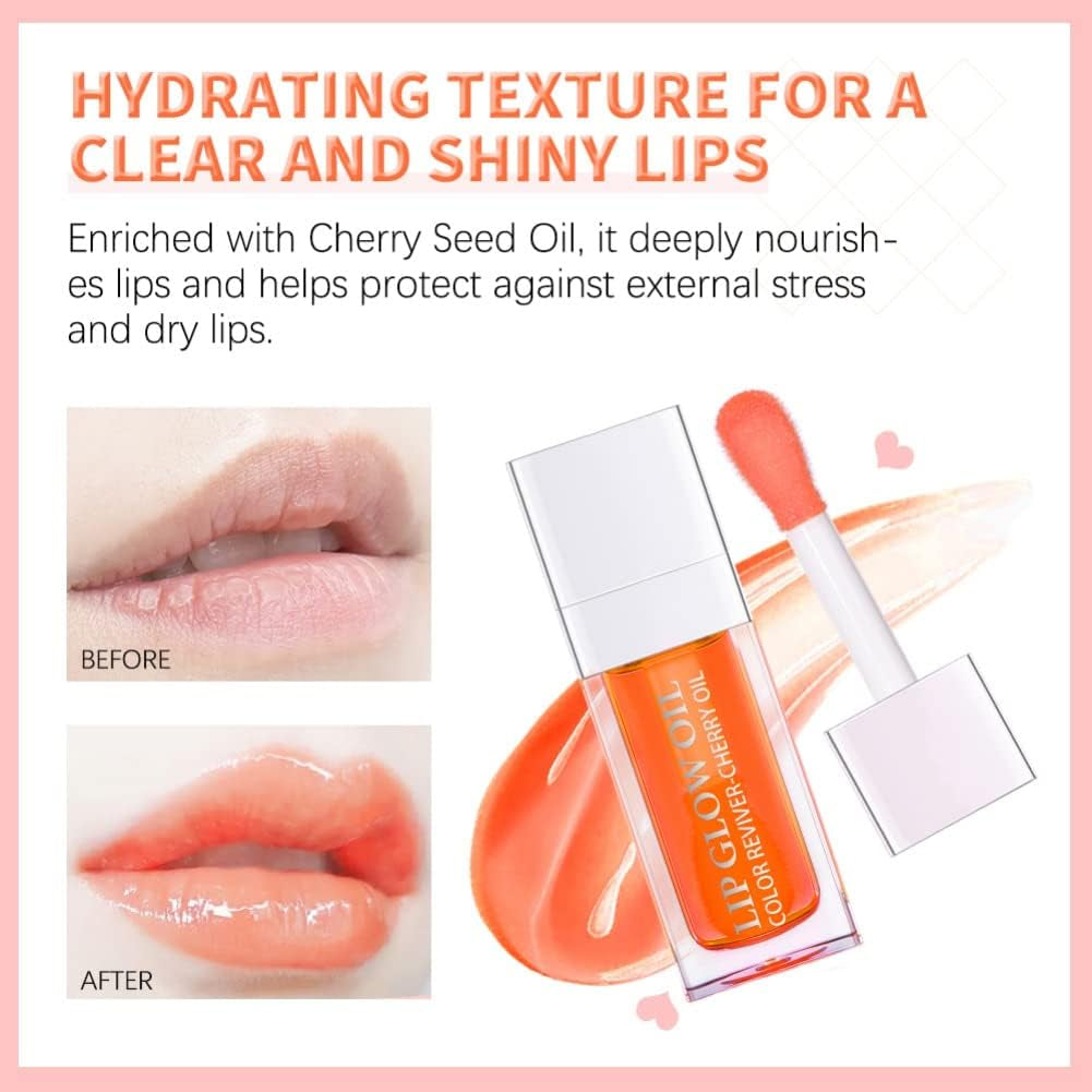 Hydrating Lip Glow Oil, Plumping Lip Gloss Tinted Lip Balm Transparent Lip Care, Long Lasting Hydrating Lip Gloss Tinted Lip Non-Sticky, Lip Tint Lip Care Oil for Dry Lip