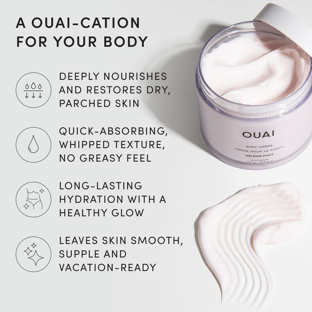 Body Cream, Melrose Place - Hydrating Whipped Body Cream with Cupuaçu Butter, Coconut Oil and Squalane - Softens Skin and Delivers Healthy-Looking Glow - Sulfate Free Skin Care (7.5 Oz)