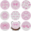8PCS Pink Bowknot Diamond Art Coasters Set DIY Diamond Coasters Kit Office Home Kitchen Bows Cup Diamonds Painting Coaster