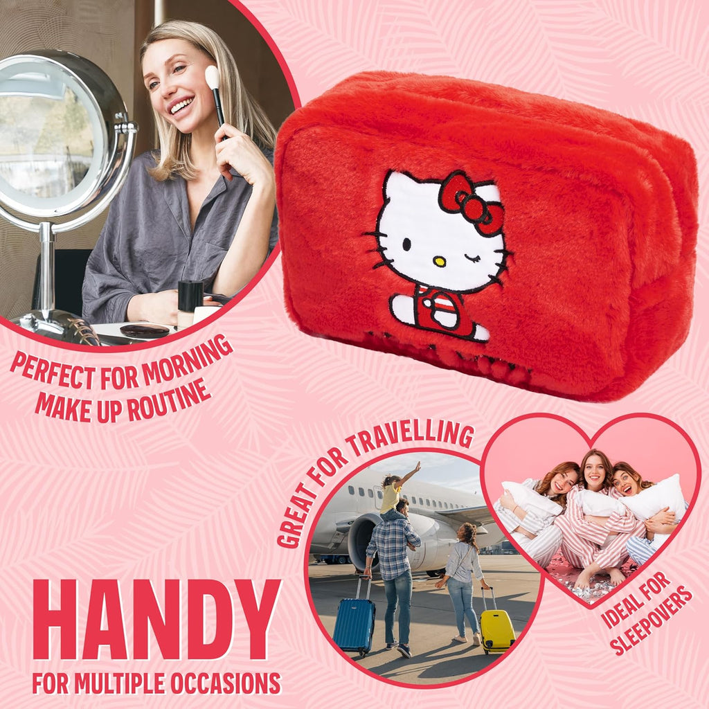 Cute Makeup Bag Fluffy Kawaii Travel Bag, Zipped Cosmetic Bag Toiletry Bag for Women Teens Girls, Gift for Her